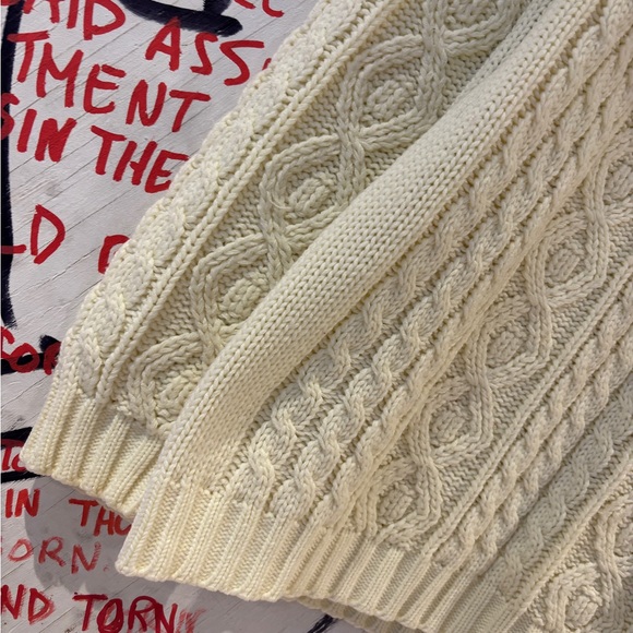 Vintage 80s Fisherman Cable Knit Shoulder Zip Chunky Knit Sweater - Picture 4 of 6